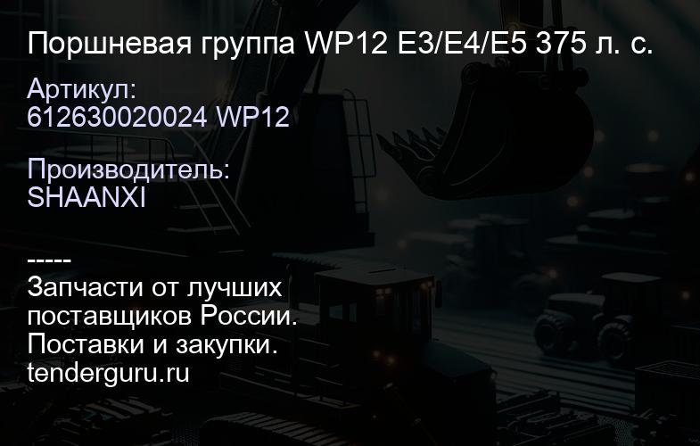 612630020024 WP12 Поршневая группа WP12 E3/E4/E5 375 л. с. | купить запчасти